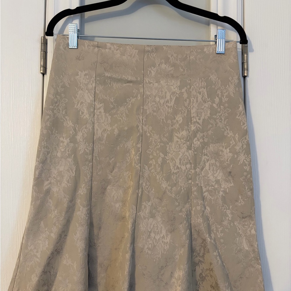 Donna Beige Floral Jacquard A-Line Skirt Size 6